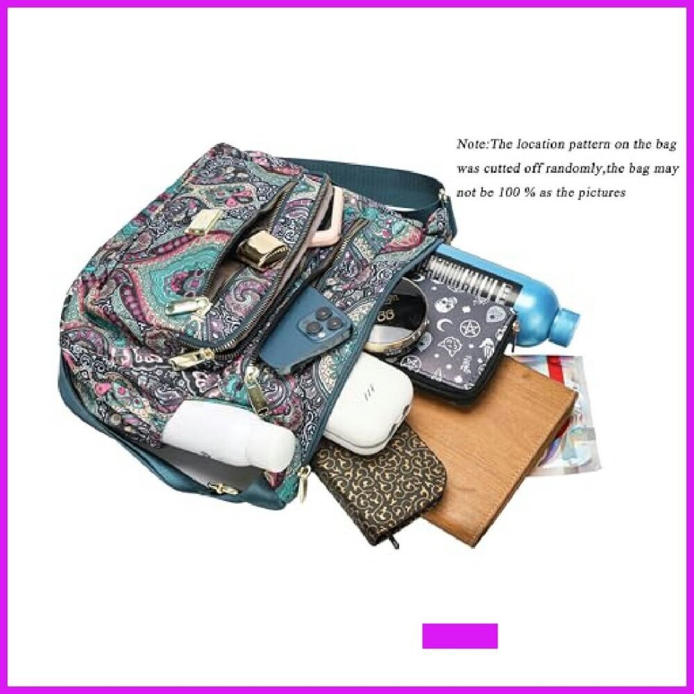 Lightweight Nylon Tote Crossbody Satchel Multiple Pockets Anti-Theft Design - Picture 5 of 8